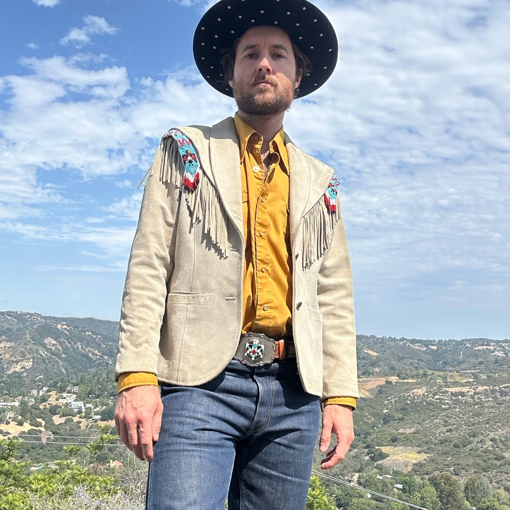 PIONEER Beige Jacket with Fringe and Embroidery
